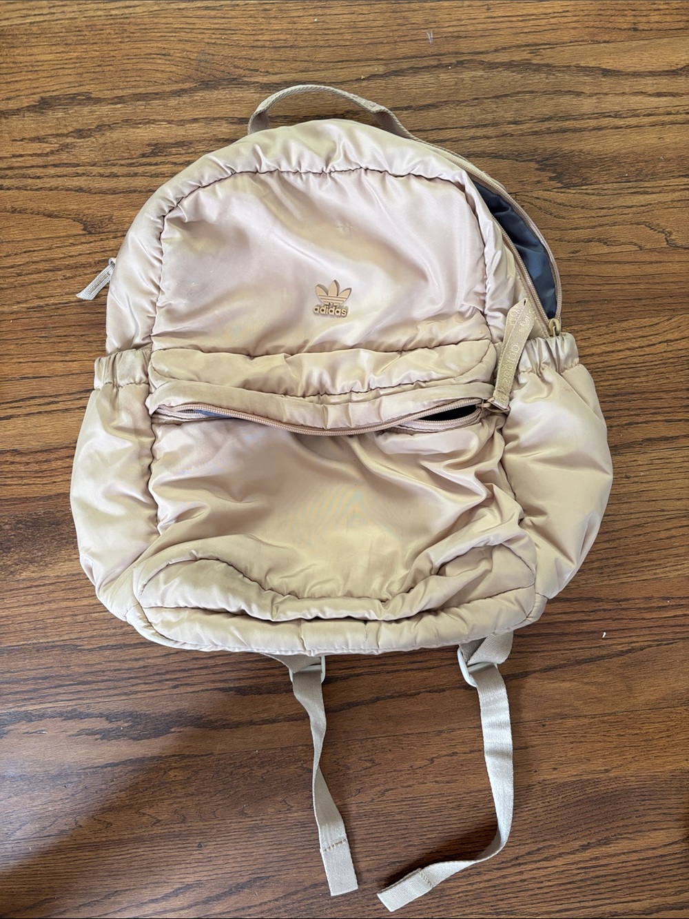 adidas Women's Beige Puffer Mini Backpack - Picture 1 of 7